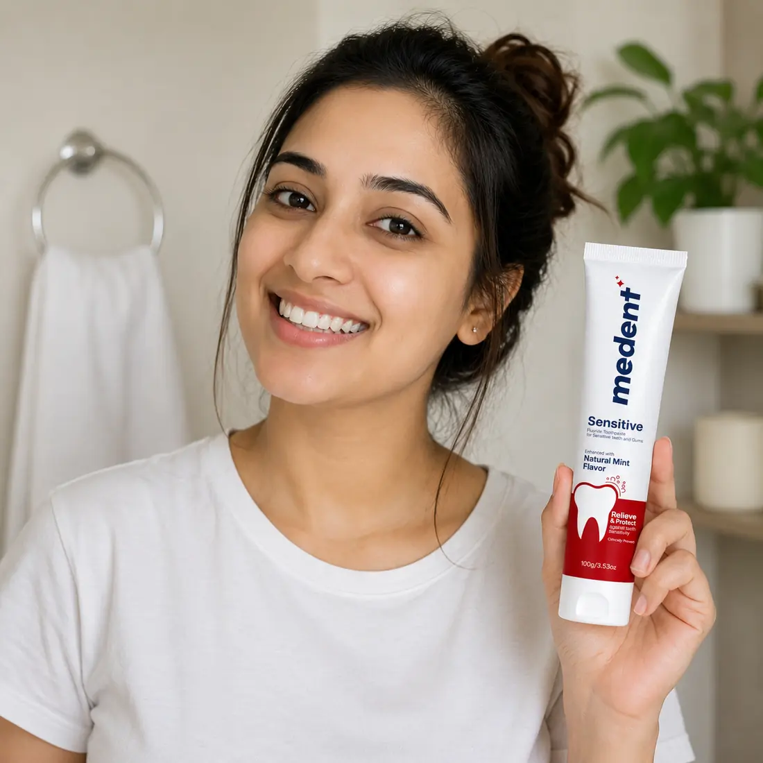 Customer holding Medent Sensitive